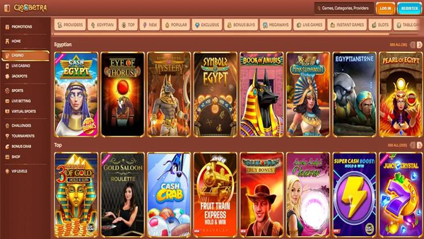 Cleobetra Casino Spieloberfläche